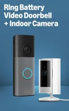 Battery Doorbell (Newest Model), Speckled Gray with Indoor Cam, White