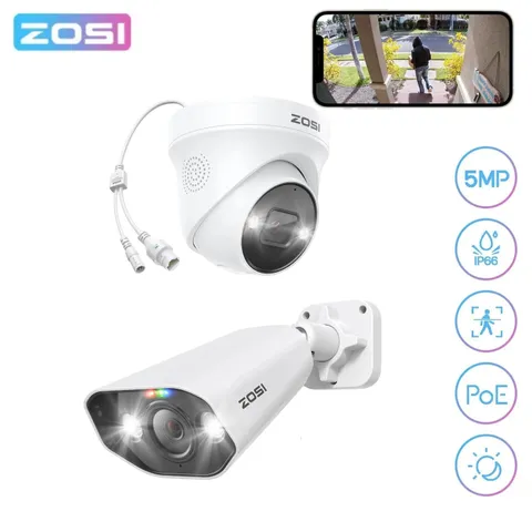 ZOSI 5MP IP PoE Security Camera DIY AI Voice/Car Detect Wide View IR Night CCTV