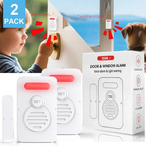 Wireless Voice Alarm Doorbell Door Windows Reminder 90dB 3-Level Volume Kid 2PCS