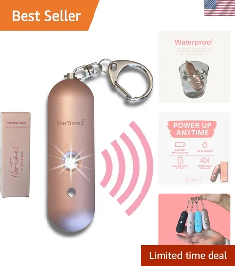 Compact Rose Gold Keychain Safety Alarm: Loud Siren & Emergency Strobe