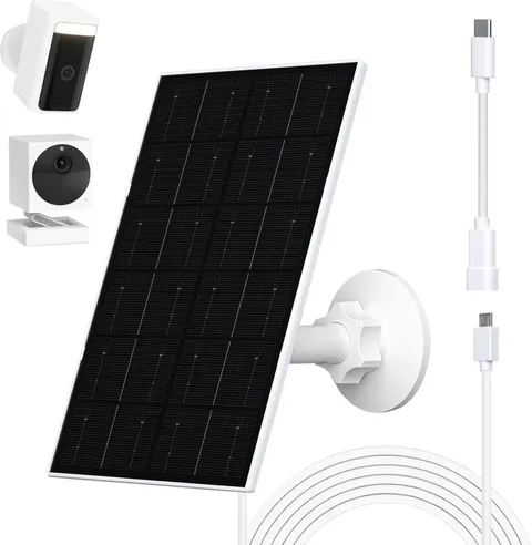 4W Solar Panel for WYZE Camera, USB-C & Micro USB Adapter, 9.8Ft Cable, IP66 Wat