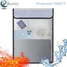 15”x 11” Large Fireproof Document Bag Waterproof Money Pouch A4 Document Holder