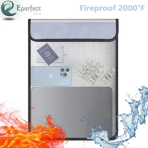 15”x 11” Large Fireproof Document Bag Waterproof Money Pouch A4 Document Holder