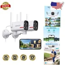 Outdoor WiFi Security Cameras 2-Pack, 2K Color Night Vision, 180° Pan, AI Hum...
