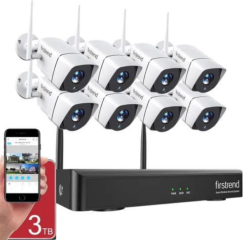 Wireless Security Camera System Firstrend 8CH NVR 8 Cam 3TB
