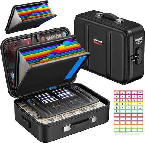 Fireproof Document Box with Lock Hard Case Safe Box Water Resistant Document