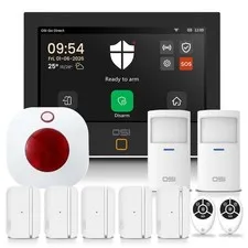 OSI Alarm System Gen 2 4G, 11pc, DIY, Motion & Entry Sensors, Wireless Siren,...
