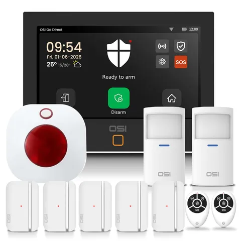OSI Alarm System Gen 2 4G, 11pc, DIY, Motion & Entry Sensors, Wireless Siren,...