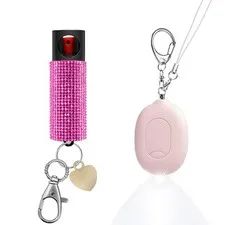 3-in-1 Personal Alarm & Door Handle Alarm & LED Light and Jeweled Pepper Spra...