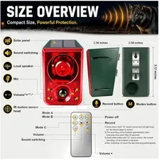 Solar Motion Sensor Alarm with Dog Barking Sound, 130db, 2pk