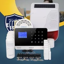 HOMSECUR Wireless WIFI 4G Burglar Alarm System+Wireless Solar Red Flash Siren