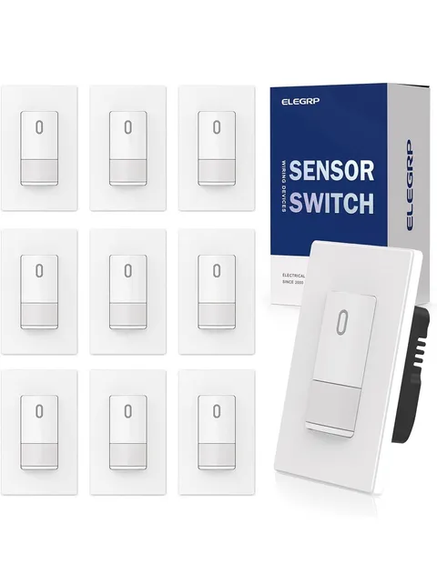 ELEGRP 10-Pack Occupancy Motion Sensor Light Switch PIR Auto On/Off Wall Switch