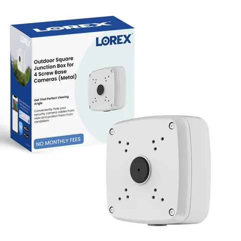 Outdoor Square Junction Box for 4 Screw Base Cameras | Metal | White
