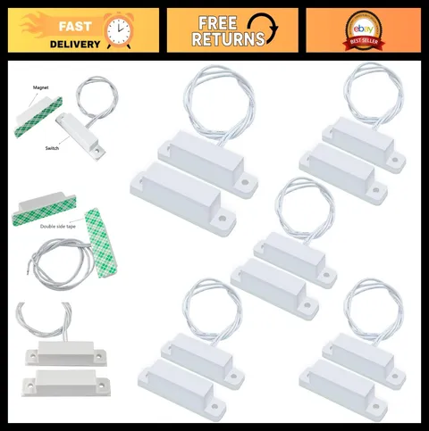 5 Sets Wired Magnetic Door Window Contact Sensor Reed Switch NC Alarm System