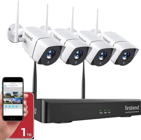 (2026 New)  Wifi Wireless Security Camera System1080P, 8CH NVR with 4 Home Secur