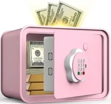 Mini Safe Box for Money Coin Cash-Piggy Bank for Kids, Electronic Small Safes...