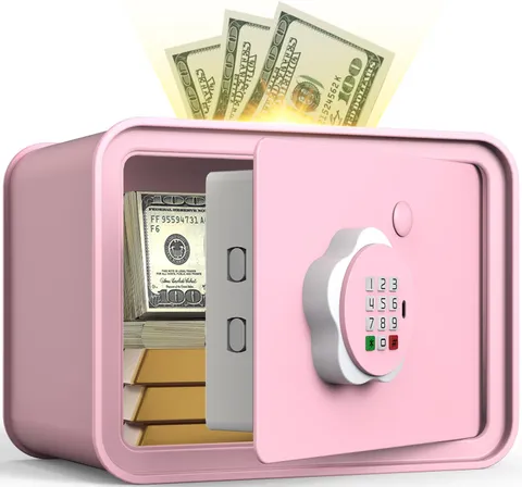 Mini Safe Box for Money Coin Cash-Piggy Bank for Kids, Electronic Small Safes...