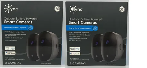(4 cameras) GE Cync Outdoor Battery Powered Smart Wi-Fi Camera, 2K HD