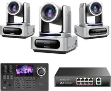 PTZ Camera and Controller Bundle - 4K NDI PTZ Camera(3Pcs) 20X Zoom AI Tracking