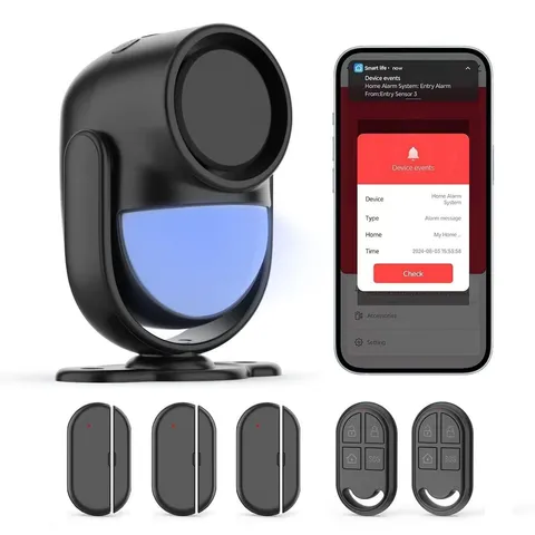 Home Alarm System，2.4G WiFi PIR Motion Sensor Alarm, Wireless DIY Smart Door/...