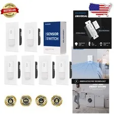 Motion Activated Light Switch 6pk - No Neutral,  Listed, Matte White