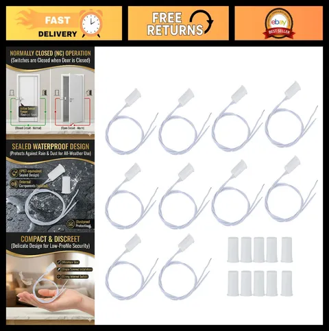 10 Pairs Wired Magnetic Reed Switch Sensors for Home Security Alarm System - N.C