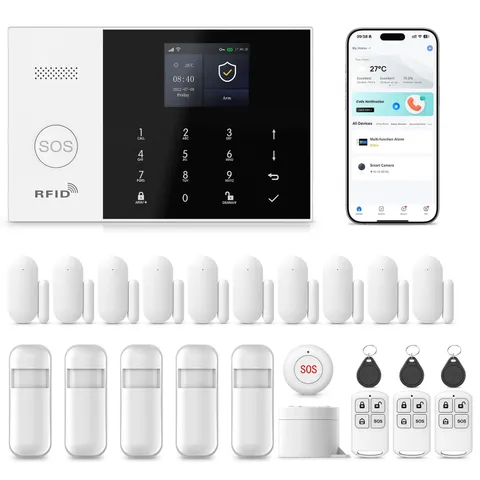 4G and WiFi Wireless Home Alarm System, DIY Burglar Alarm System for Home Sec...