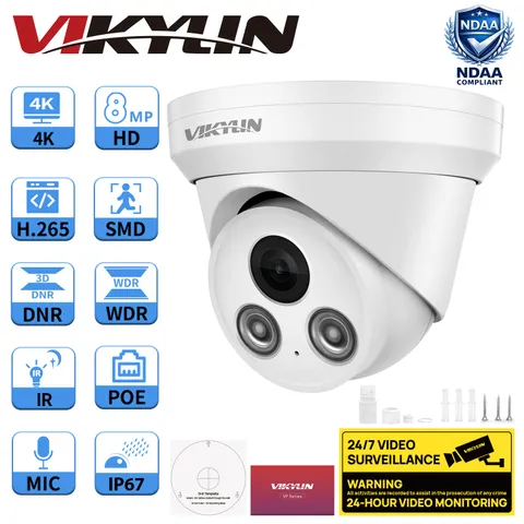 VIKYLIN 4K 8MP POE Security IP Camera Cam Outdoor Motion Detection Night Vision