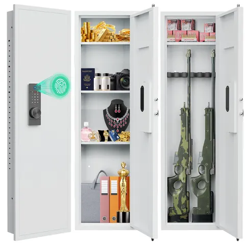 53''Large Hidden Wall Safe with Fingerprint Lock & Dual Alarm for Valuables Guns