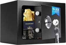 Small Safe Box Home Wall Safes 0.23 Cubic Feet Heavy Duty Steel Safety Lock Box