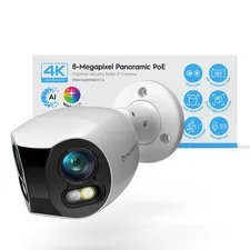 Dual-Lens 4K (8MP) Outdoor Security POE Camera, 2 x 4MP Lenses PoE AI Bullet ...