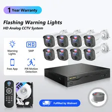 WEILAILIFE 5MP Wired Security Camera System with 8-Channel DVR, 3TB HDD, Red and