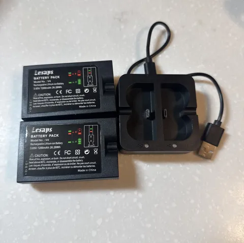 2 Pack 7200mAh Rechargeable Battery & Charger Station for Ring Doorbell 2/3/4