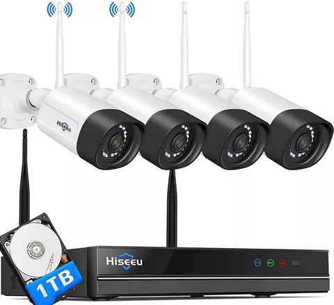 Hiseeu 5MP WIFI 8CH IP 2K NVR Outdoor Wireless Security Camera System CCTV Audio