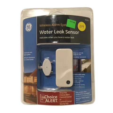 GE Wireless Alarm System Water Leak Sensor 45133 REQ CHOICE ALERT CONTROL CENTER