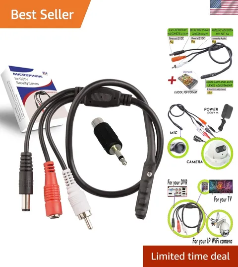 Outdoor CCTV Microphone for Security Camera - RCA Audio Surveillance Mic (1 Pack