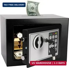 Mini Electronic Safe Box with Digital Keypad & Keys, 0.23 Cubic, 9.06"Wx6.69"Dx6