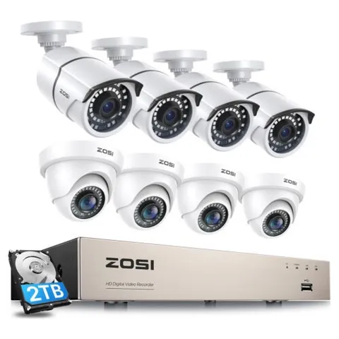 ZOSI 8CH 1080P Security Camera System 5MP Lite CCTV DVR Kit 1/2TB HDD Outdoor