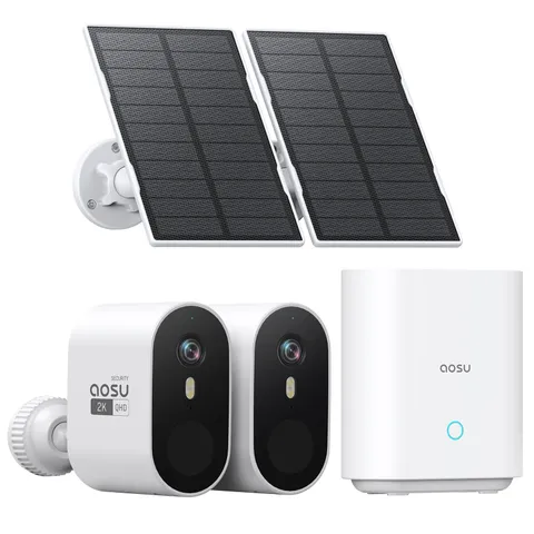 Solar Security Cameras Wireless Outdoor, 2-Cam Kit, 2K QHD Home Security Syst...