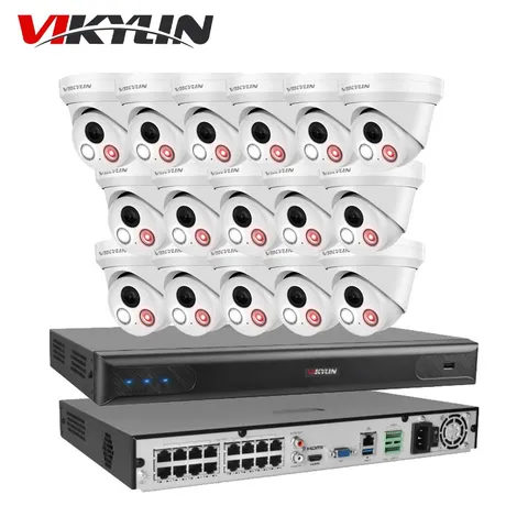 Vikylin SmartFind 4K 16CH 16 POE NVR CCTV System 8MP Camera Dual light Lot