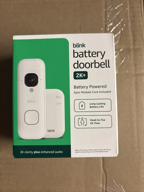 Blink - Battery Doorbell 2K+ Sync Module Core included Wireless video doorb...
