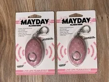 Mayday Mini Loud Alarm Self Defense Personal Emergency LED Keyring Set Of TWO