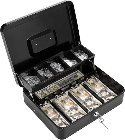 MEJOR Caja De Dinero Para Recibo Billetes Efectivo De Bloqueo Seguridad Metal