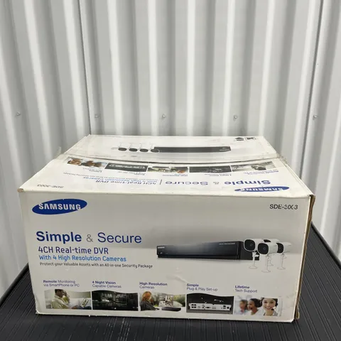 Samsung 4CH Real-Time DVR w/ 4 Hi-Res Cameras 1TB HDD #SDE-3003, NEW (Open Box)