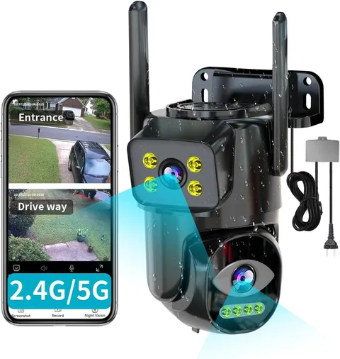 Dual Lens WiFi Security Camera Outdoor PTZ Auto Tracking Home Surveillance Night