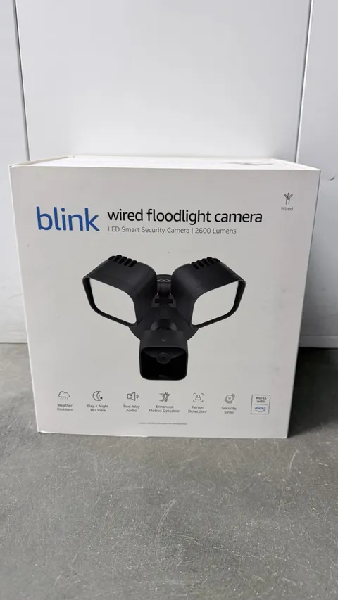 Blink Wired Outdoor Floodlight Camera Black LED Smart Security Cam 2600 Lumens