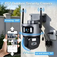 4K 8MP Wireless PTZ Dual Lens Security Camera Color Night Vision Two Way Audio