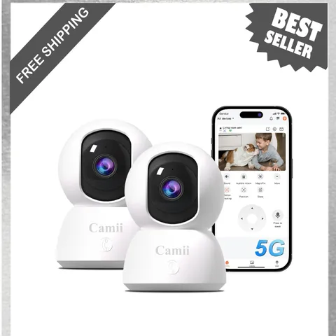 Pet Camera Indoor, Dual Band WiFi 2K HD Night Vision, Human Pet Detection, Auto