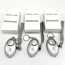 Personal Security Alarm Keychains with LED Light 3 Pack 130DB Silver FansArriche