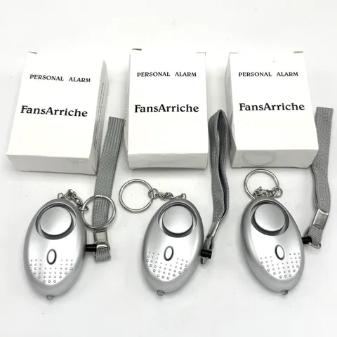 Personal Security Alarm Keychains with LED Light 3 Pack 130DB Silver FansArriche